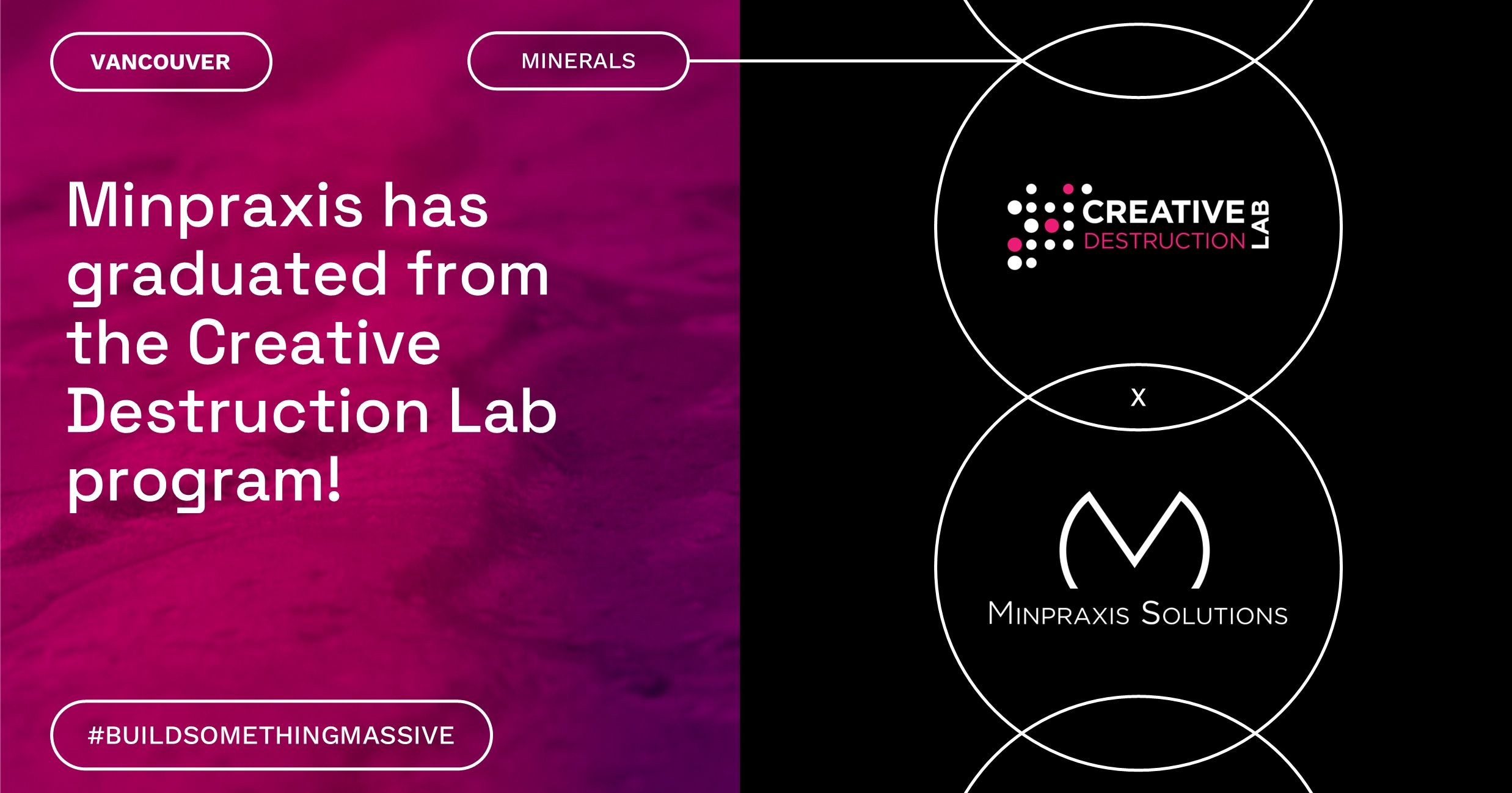 Minpraxis has graduated from the Creative Destruction Lab program, with the Creative Destruction Lab and Minpraxis Solutions logos