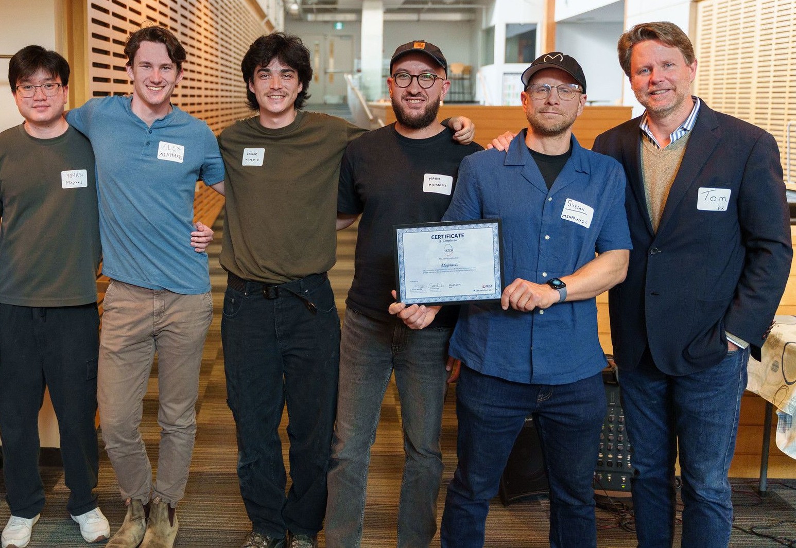 The Minpraxis team with the UBC HATCH certificate of completion