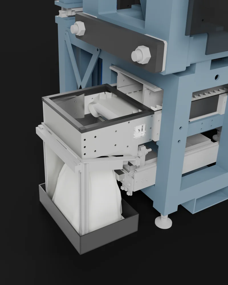 Bagging station with the sample bag under the product conveyor